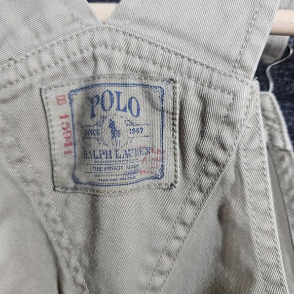 Polo Ralph Lauren Overalls BiB 24 Months Tan Kacki Toddlers Cargo Pockets Snaps - Picture 9 of 9
